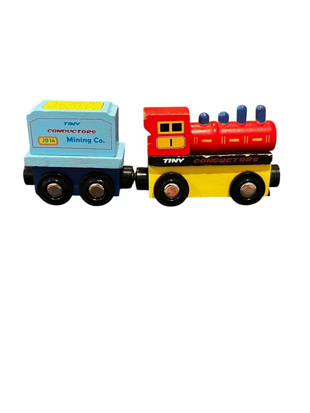 Tiny conductors wooden wood train lot vintage